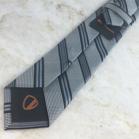 BEN SHERMAN GRAY BLUE REGIMENT STRIPE NECKTIE - Picture 7 of 12